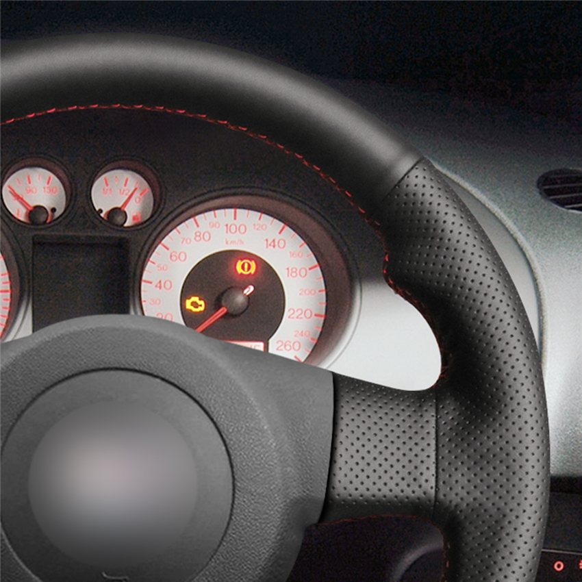 Loncky Auto Custom Fit OEM Black Genuine Leather Car Steering Wheel